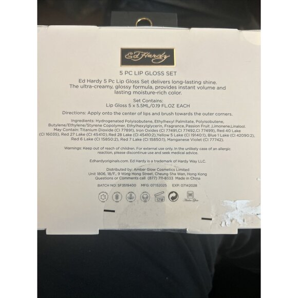 Ed Hardy Glossy Delights 5-piece lip gloss set Of 5 Skater Emo Goth Assorted New - Picture 6 of 7